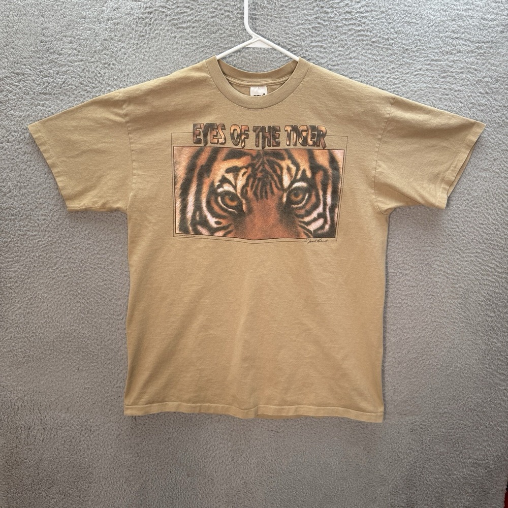 Vintage Anvil Shirt Adult Extra Large Tan Single Stitch Nature Wildlife 1990s *